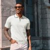 Men's Knit Polo Shirts Short Sleeve Quarter Zip Polo Shirt
