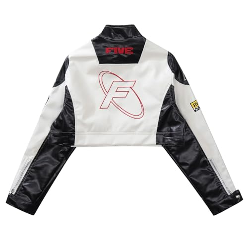 Cropped Leather Jacket Women PU Crop Moto Biker Racing Trendy Fashion Casual Coats