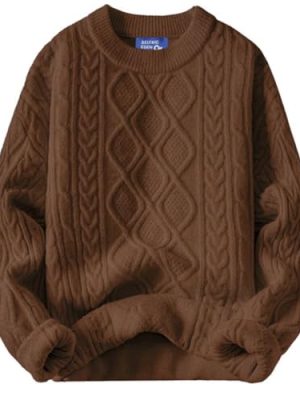 Oversized Sweater 90s Vintage Cable Knit Long Sleeve Women Heavy Crewneck Pullover