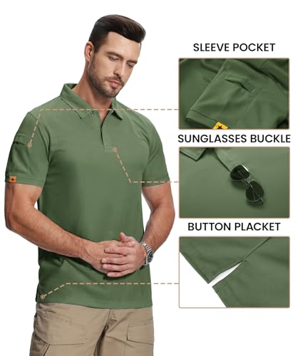 Mens 2 Pack Polo Shirts Short Sleeve Performance Sports Golf Shirt for Men Tactical Shirt