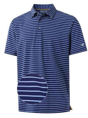 Golf Shirts for Men Moisture Wicking Striped Polo Performance Dry Fit Business Sports Mens Polo Shirts Short Sleeve
