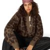 Leopard Print Cardigan Sweaters for Women Cheetah Y2k Crewneck Button Down Knit Cardigans Long Sleeve Sweater