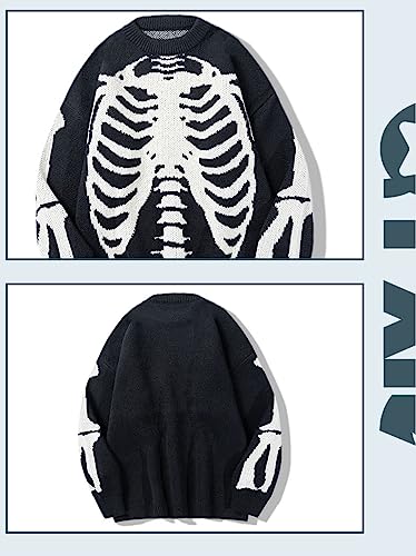 Y2K Grunge Skeleton Sweatshirt Oversized Long Sleeve Fairy Alt Pullover Aesthetic Harajuku Clothes Vintage Tops