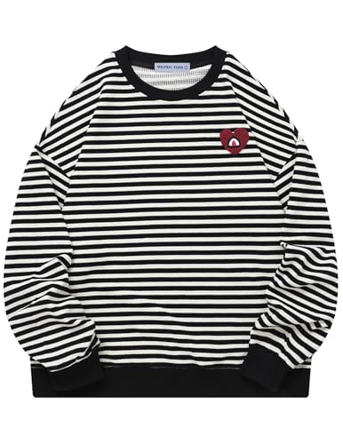 Oversized Sweatshirt for Women Crewneck Striped Sweatshirt Preppy Shirts Y2K Tops