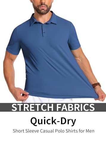 Mens Polo Shirts Short Sleeve Golf Shirts Moisture Wicking Athletic Casual Polo Shirts