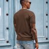 Men's Short Sleeve Knit T-Shirts Casual Crewneck Solid Texture Knit Shirt