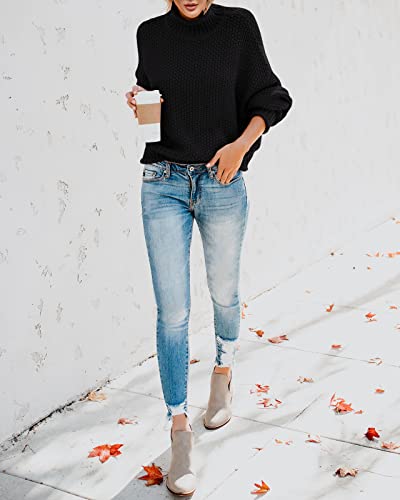 Womens Turtleneck Oversized Sweaters Batwing Long Sleeve Pullover Loose Chunky Knit Jumper