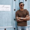 Men's Short Sleeve Knit T-Shirts Casual Crewneck Solid Texture Knit Shirt