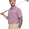 Golf Shirts for Men Print Performance Moisture Wicking Dry Fit Heather Stripe Collared Mens Polo Shirt Short Sleeve