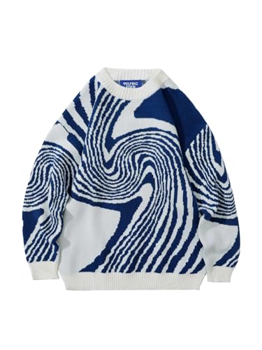 Whirlpool Knit Sweater Oversized Long Sleeve Crewneck Streetwear Pullover Sweaters