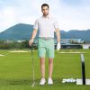 Golf Shorts Casual Quick Dry Lightweight Soft Flat Front Sports Business Pocket 9 inch Inseam Polo Shorts for Men Mint Green