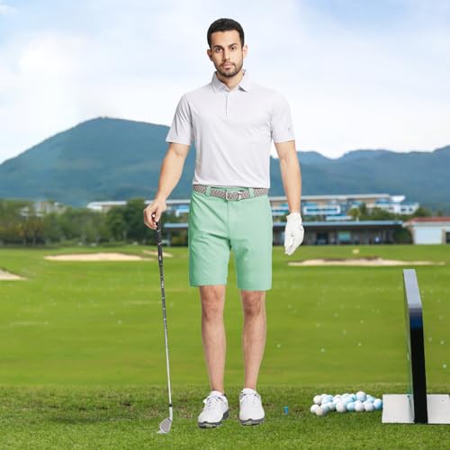 Golf Shorts Casual Quick Dry Lightweight Soft Flat Front Sports Business Pocket 9 inch Inseam Polo Shorts for Men Mint Green