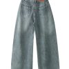 Double Waist Loose Sagging Jeans Baggy Denim Pants High Waist Stretchy Straight Wide Leg Jeans