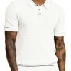 Mens Polo Shirts Short Sleeve Textured Knit Polo Shirts