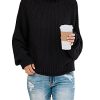 Womens Turtleneck Oversized Sweaters Batwing Long Sleeve Pullover Loose Chunky Knit Jumper