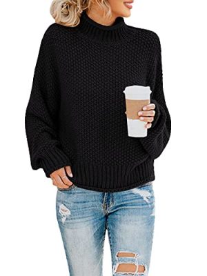 Womens Turtleneck Oversized Sweaters Batwing Long Sleeve Pullover Loose Chunky Knit Jumper