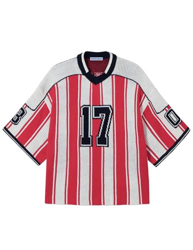 Oversized T Shirts Number Stripe Graphic Unisex Knit Tee Color Blocking Y2k Football Jersey 2025 Trend Tops