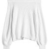 Women Off Shoulder Sweater Long Sleeve Knit Sweater Loose Pullover Jumper Tops