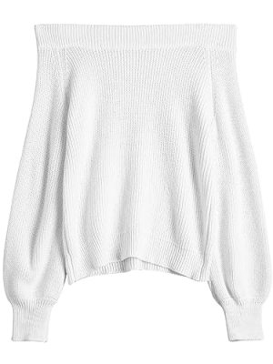 Women Off Shoulder Sweater Long Sleeve Knit Sweater Loose Pullover Jumper Tops
