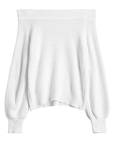 Women Off Shoulder Sweater Long Sleeve Knit Sweater Loose Pullover Jumper Tops
