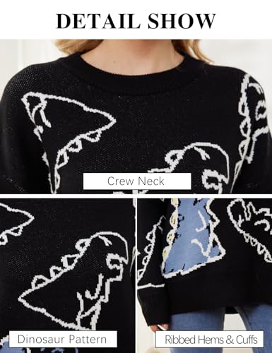 Dinosaur Sweater Women y2k Vintage Oversized Graphic Streetwear Knit Sweater Casual Cute Kawaii Tops