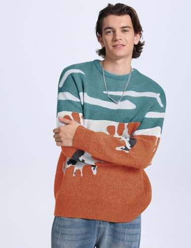 Men's Cow Sweater Harajuku Oversized Sweaters Chunky Casual Knit Pullover Jumper Fall Winter Fashion