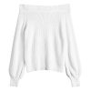 Women Off Shoulder Sweater Long Sleeve Knit Sweater Loose Pullover Jumper Tops