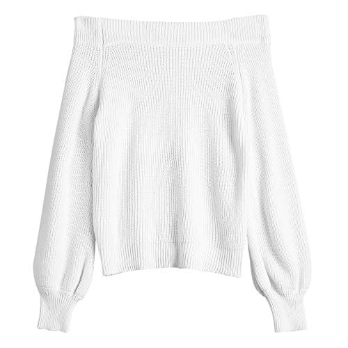 Women Off Shoulder Sweater Long Sleeve Knit Sweater Loose Pullover Jumper Tops