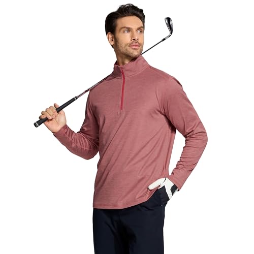 Quarter Zip Pullover Men Performance Dry Fit Stripe Mock Neck Midlayer Golf 1/4 Zip Pullover Mens Sweatshirt