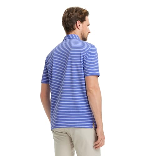 Golf Shirts for Men Moisture Wicking Striped Polo Performance Dry Fit Business Sports Mens Polo Shirts Short Sleeve