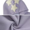 Star Graphic Hoodies Purple Print Hoodie Unisex Oversized Hooded Sweatshirt Long Sleeve Pocket Pullover