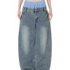 Double Waist Loose Sagging Jeans Baggy Denim Pants High Waist Stretchy Straight Wide Leg Jeans