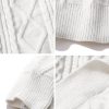 Oversized Knit Sweater Solid Vintage Pullover Sweater Unisex Woven Crewneck Knitted Tops