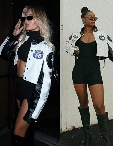 Cropped Leather Jacket Women PU Crop Moto Biker Racing Trendy Fashion Casual Coats