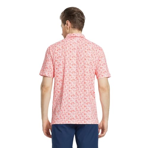 41qtf7crvkL.jpg Mens Golf Shirt Short Sleeve Dry Fit Print Moisture Wicking Performance Patterns Collared Polo Shirt