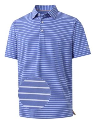 Golf Shirts for Men Moisture Wicking Striped Polo Performance Dry Fit Business Sports Mens Polo Shirts Short Sleeve