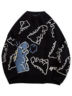 Dinosaur Sweater Women y2k Vintage Oversized Graphic Streetwear Knit Sweater Casual Cute Kawaii Tops
