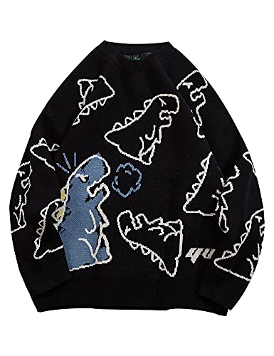 Dinosaur Sweater Women y2k Vintage Oversized Graphic Streetwear Knit Sweater Casual Cute Kawaii Tops