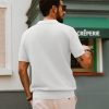 Mens Polo Shirts Short Sleeve V Neck Knit Textured Polo Knitted Golf Shirt