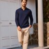 Mens Sweater Long Sleeve V Neck Pullover Sweater Knitted Textured Sweater