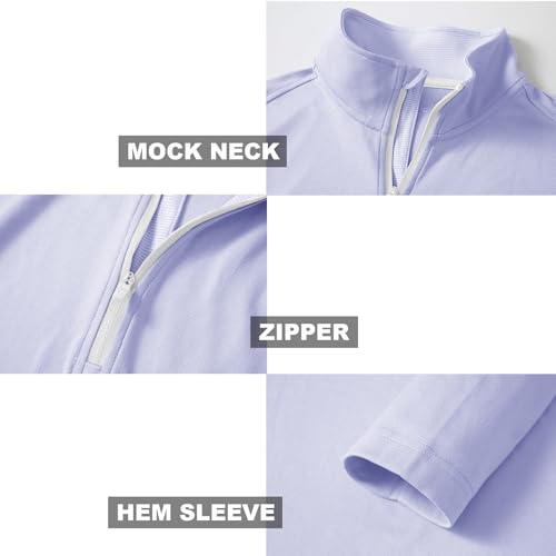 Quarter Zip Golf Pullover Men Dry Fit Long Sleeve Performance Wicking Mock Neck 1/4 Zip Pullover Mens Sweatshirt