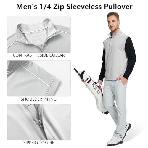 41wfCLYg4mL.jpg Golf Vests For Men Dry Fit Lightweight Moisture Wicking Performance Sports Breathable Golf 1/4 Zip Pullover Men