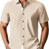 Mens Short Sleeve Button Down Shirts Casual Stylish Wrinkle-Free Untuckit Dress Shirt