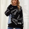 Dinosaur Sweater Women y2k Vintage Oversized Graphic Streetwear Knit Sweater Casual Cute Kawaii Tops