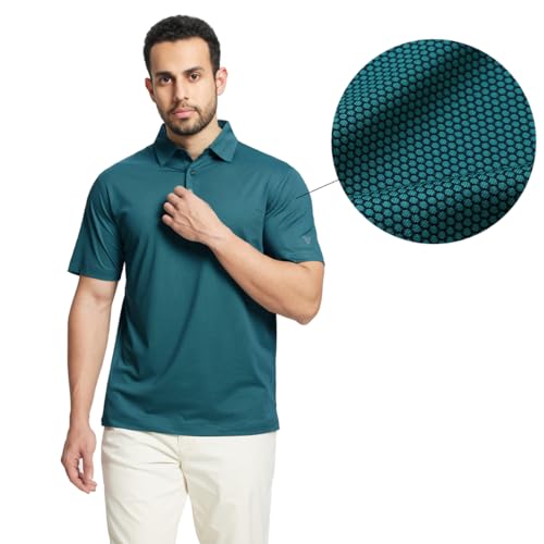 Golf Shirts for Men Dry fit Sports Jacquard Lightweight Performance Texture Short Sleeve Collared Polo Shirts
