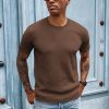 Men's Short Sleeve Knit T-Shirts Casual Crewneck Solid Texture Knit Shirt