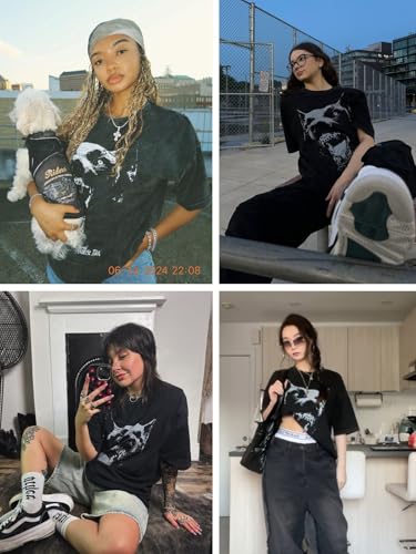 Oversized Tees Graphic Dog Print Tshirt Washed Cotton Short Sleeve Summer Streetwear Vintage Unisex Tops