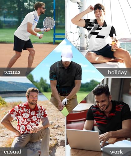 Mens Polo Shirts Short Sleeve Moisture Wicking Golf Tennis Polo Casual Shirts