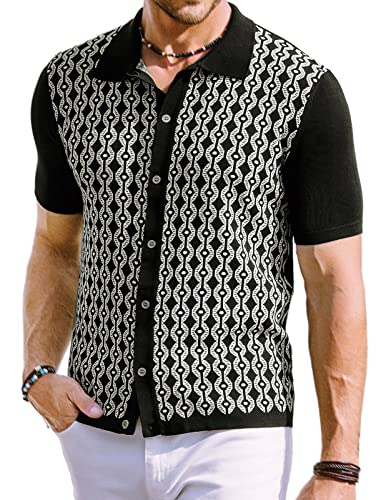 Men's Contrast 70s Vintage Polo Shirts Short Sleeve Knitwear