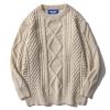 Women Sweater Vintage Cable Knit Sweater Casual Oversized Sweater Pullover